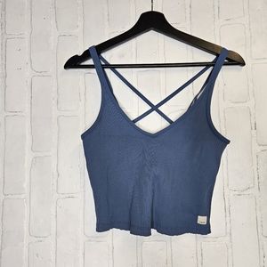 Vuori Blue Ribbed Crop Top